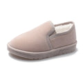Flat low-top snow boots in various colours with a fleece lining and rubber sole.