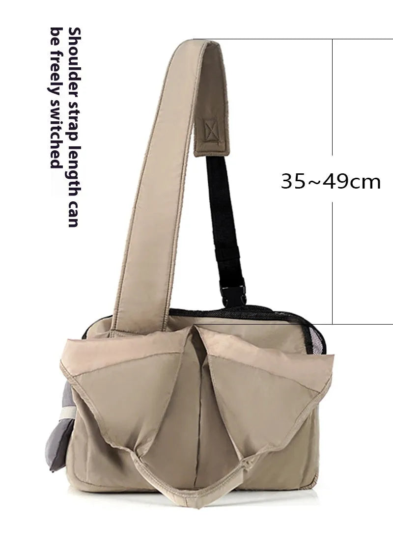 Apricot cloth pet handbag for dogs, medium size 41x16x28cm
