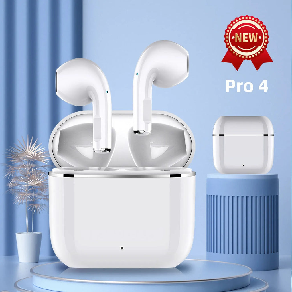 Wireless half in-ear Bluetooth headset in white or black with 30mAh earbuds and 200mA charging case
