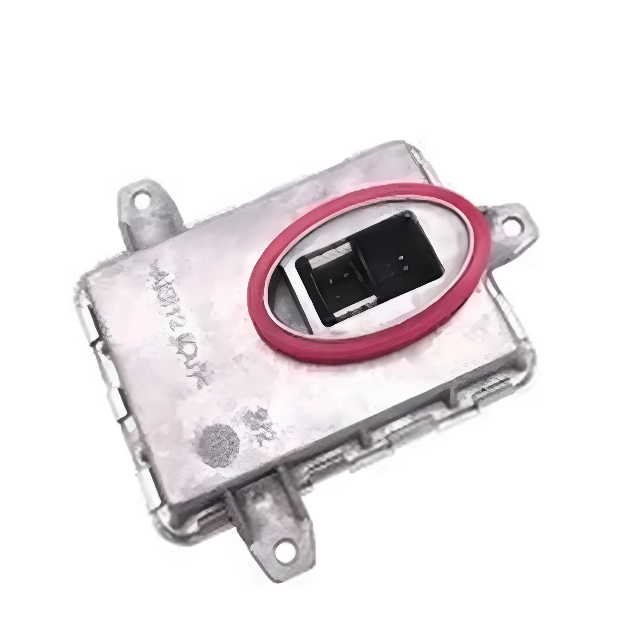 Metal headlight ballast stabiliser component measuring 14 by 11 by 4.5 centimetres