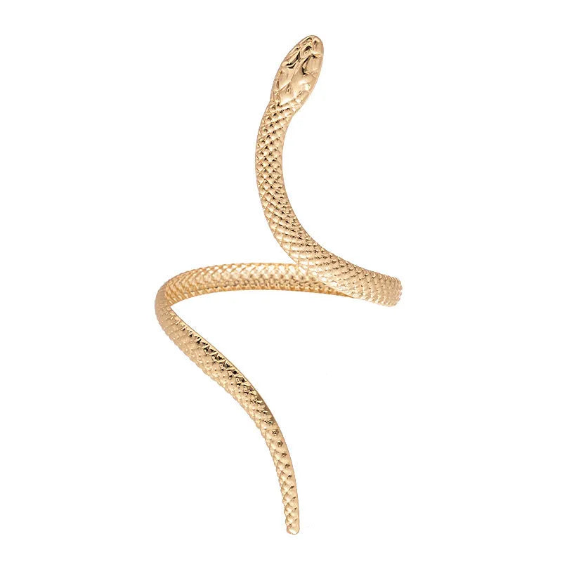 Gold and silver simulated snakes bracelet and ring set with twisted winding design