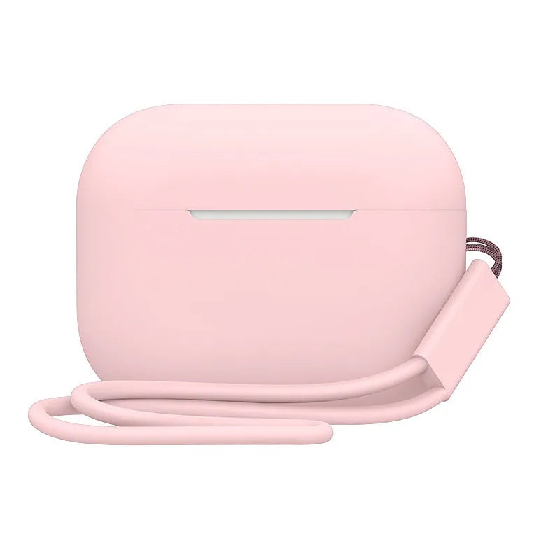 AirPods Pro 2 silicone protective case with lanyard in various solid colours showing precise fit and dimensions