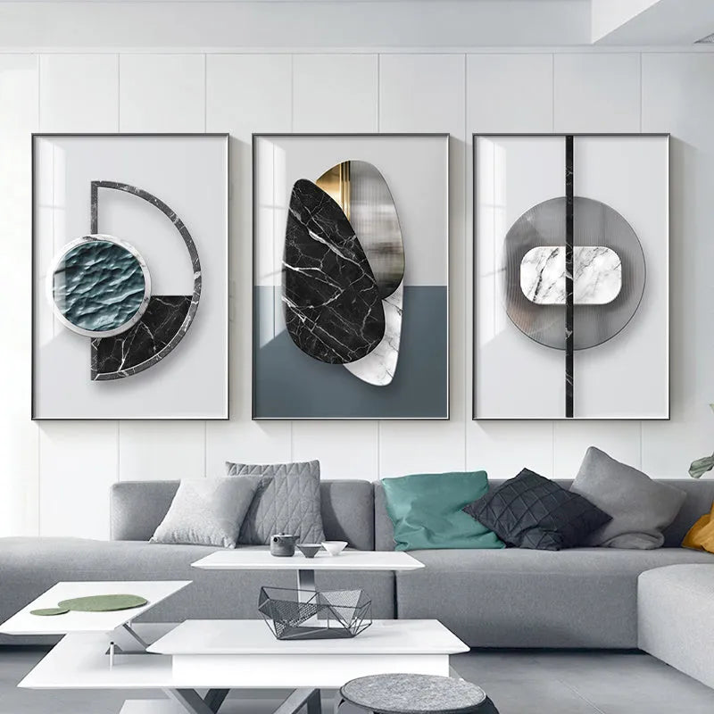 Abstract geometric pattern canvas wall art print in modern minimalist style