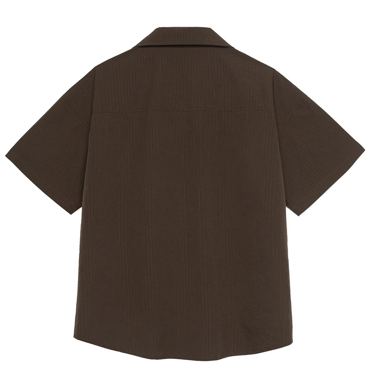 Brown striped Cuban collar short sleeve shirt for outdoor camping