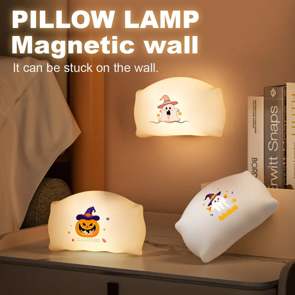 Halloween doll table lamp with USB-C charging port and warm light emission
