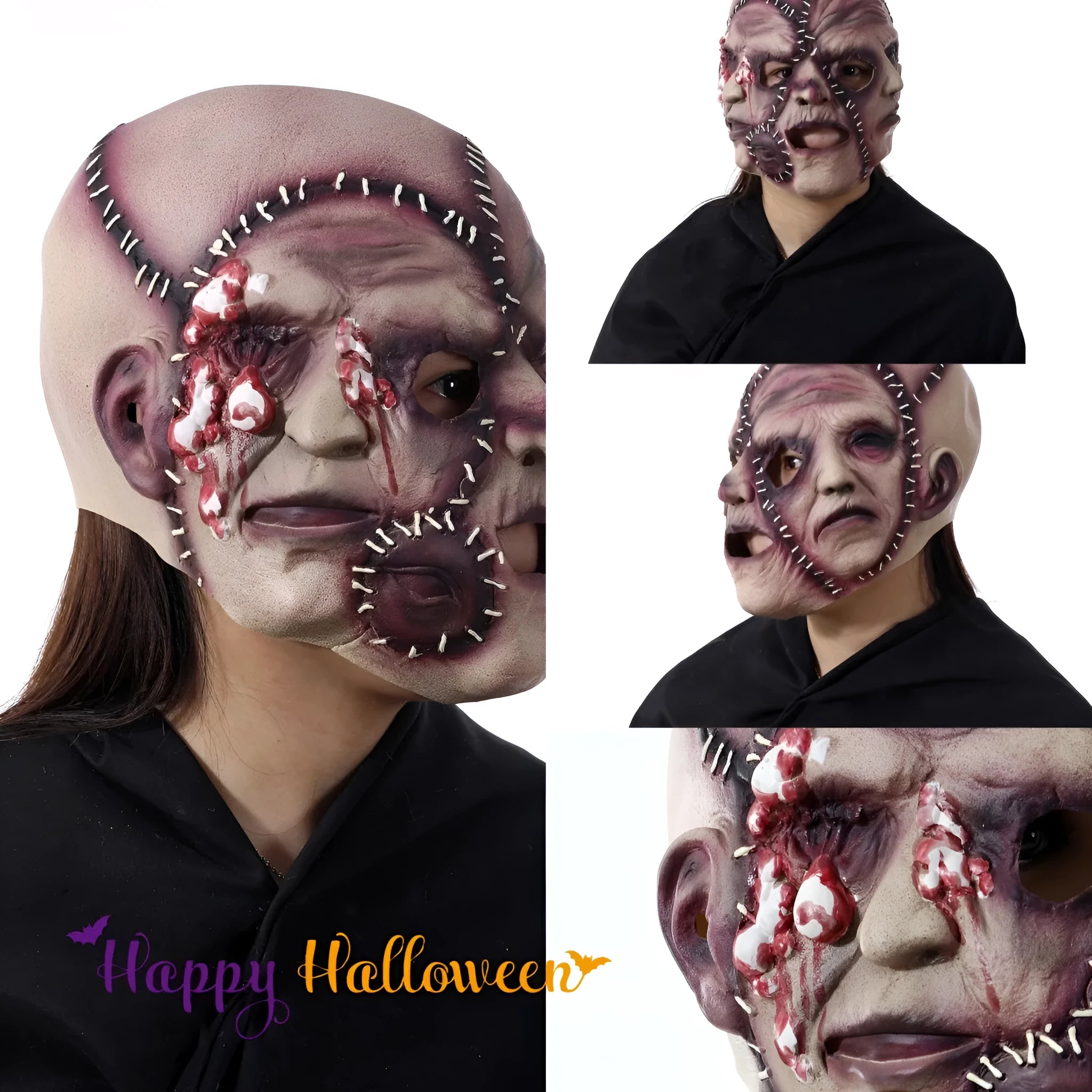 Three-sided grimace horror Halloween mask made from natural latex