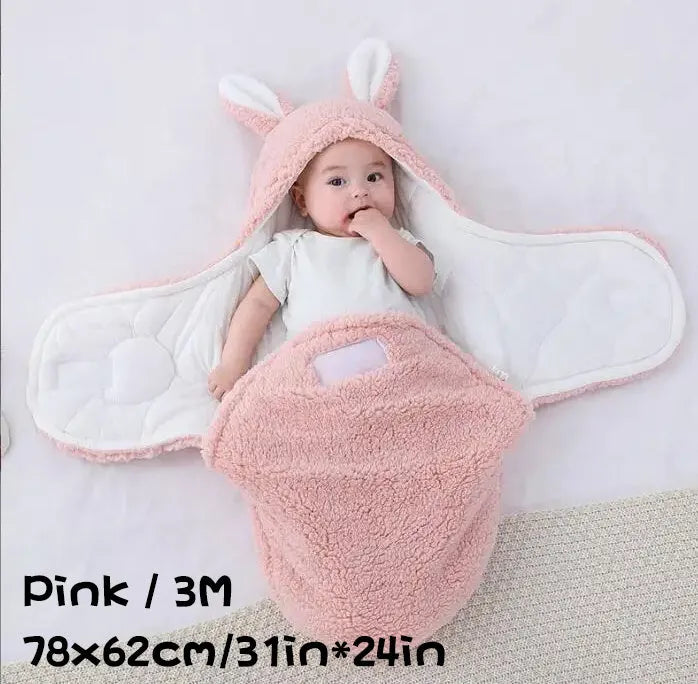 Adjustable baby sleeping bag swaddle blanket showing velcro wings and leg positioner in blue colour