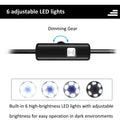 USB-C Android endoscope inspection camera with side mirror, hook and magnet attachments on flexible cable