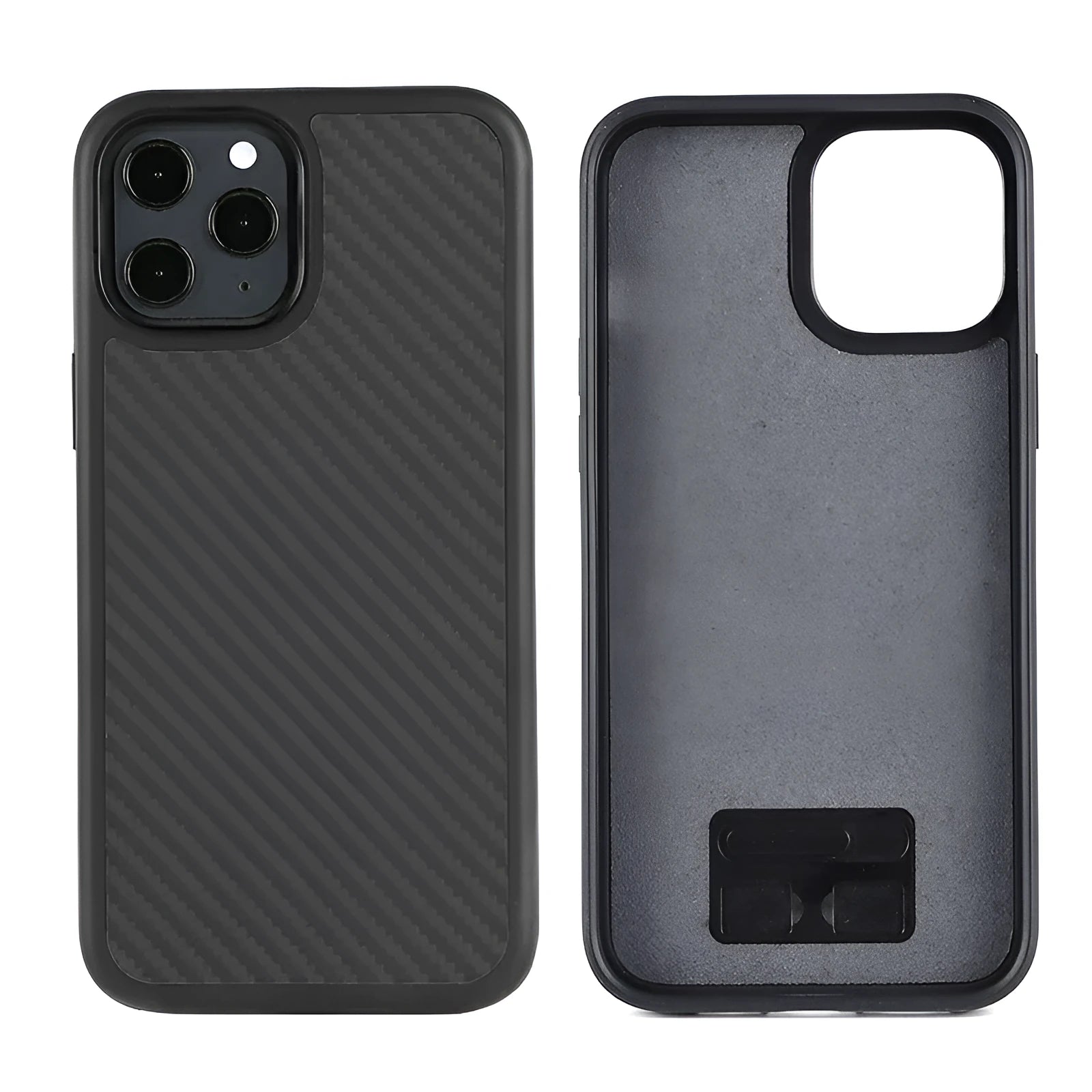 Black wooden phone case for Apple iPhone with TPU and Kevlar construction showing back cover design