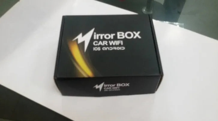 Car mirror link box with power cable, antenna and AV cables for smartphone screen mirroring