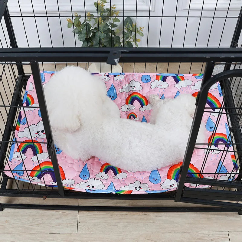 Reusable washable waterproof pet urine pad with non-slip backing in animal print design