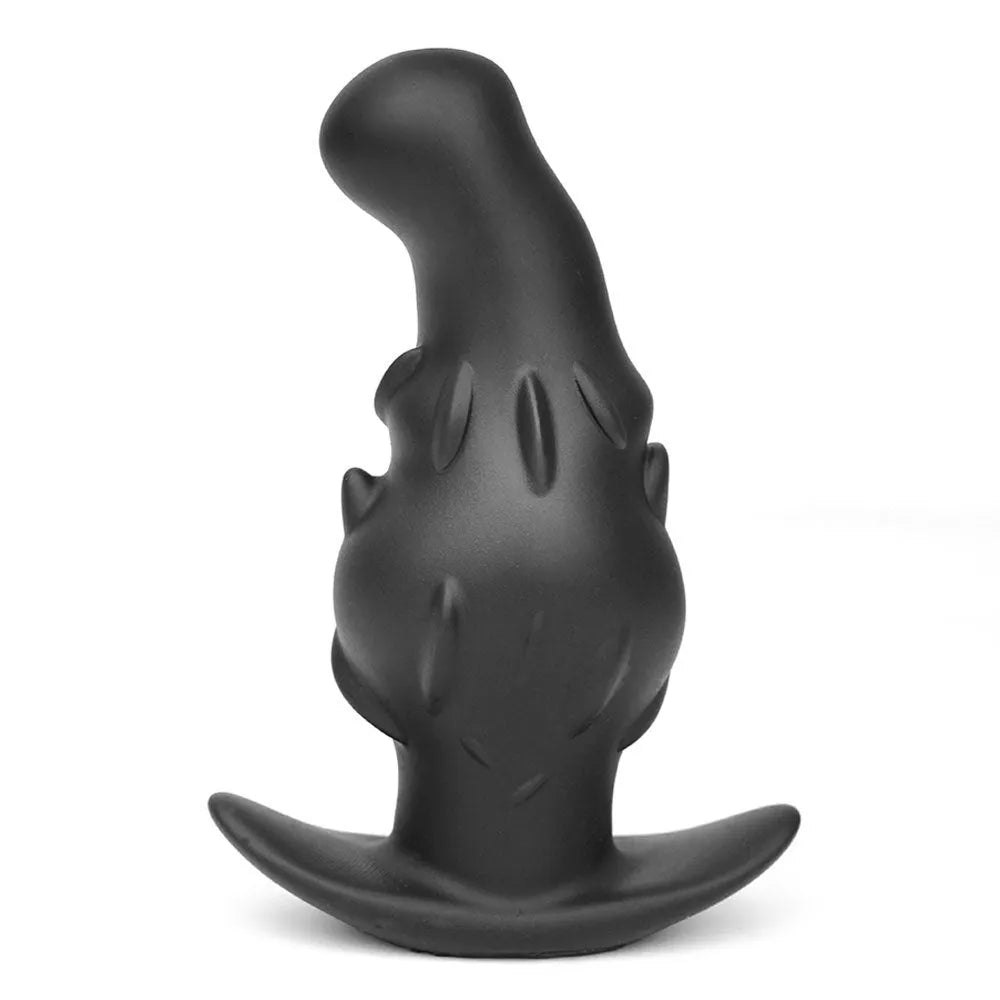 Adult liquid silicone wearable masturbator toy shown in black, gold, and purple colour options.