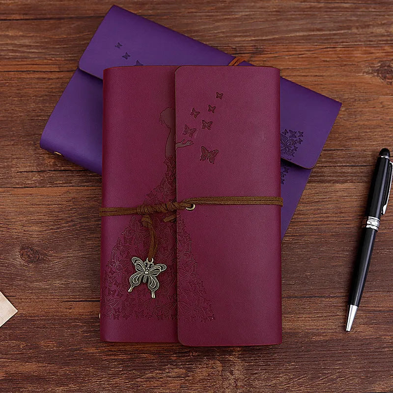 Loose leaf diary book with kraft paper pages, 8 x 12.5 cm, available in six cover colours and two sizes