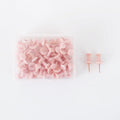 Morandi colour push pins set of 50 with three different pin head designs on cork board