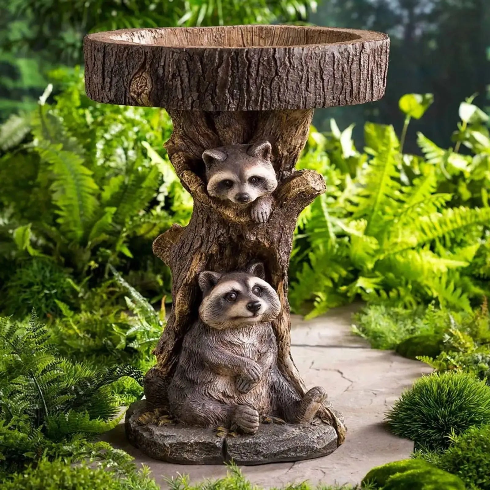 Garden Decoration Raccoon Resin Ornaments Handicraft Gardening Bird Drinking Ornaments Modern Simple Animal Sculpture Synthetic Resin Handmade 10x9x21cm 22x13x13cm Puppy Raccoon