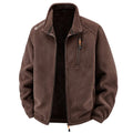 Men's loose casual polar fleece cardigan jacket in dark gray with full front closure