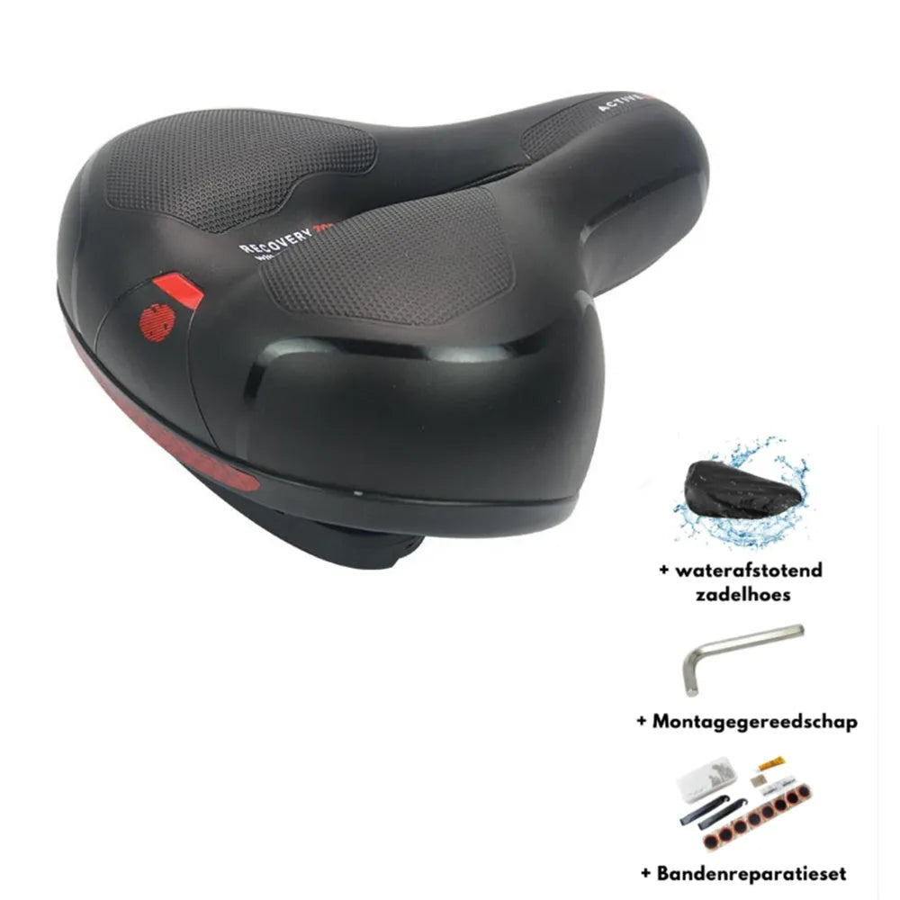 Bicycle cushion with PU leather cover, waterproof protection, wrench tool, and tire patch kit