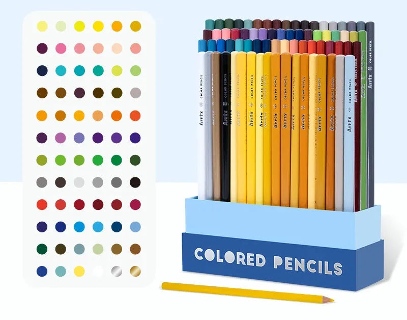 Boxed set of 72 or 126 basswood colour pencils for art students, conforming to AP safety standards.