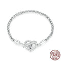 S925 sterling silver heart-shaped base bracelet for women 17cm electroplated finish fashion OL style