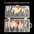 Metal fishing lure sequin sets in gold and silver colours for false bait enhancement