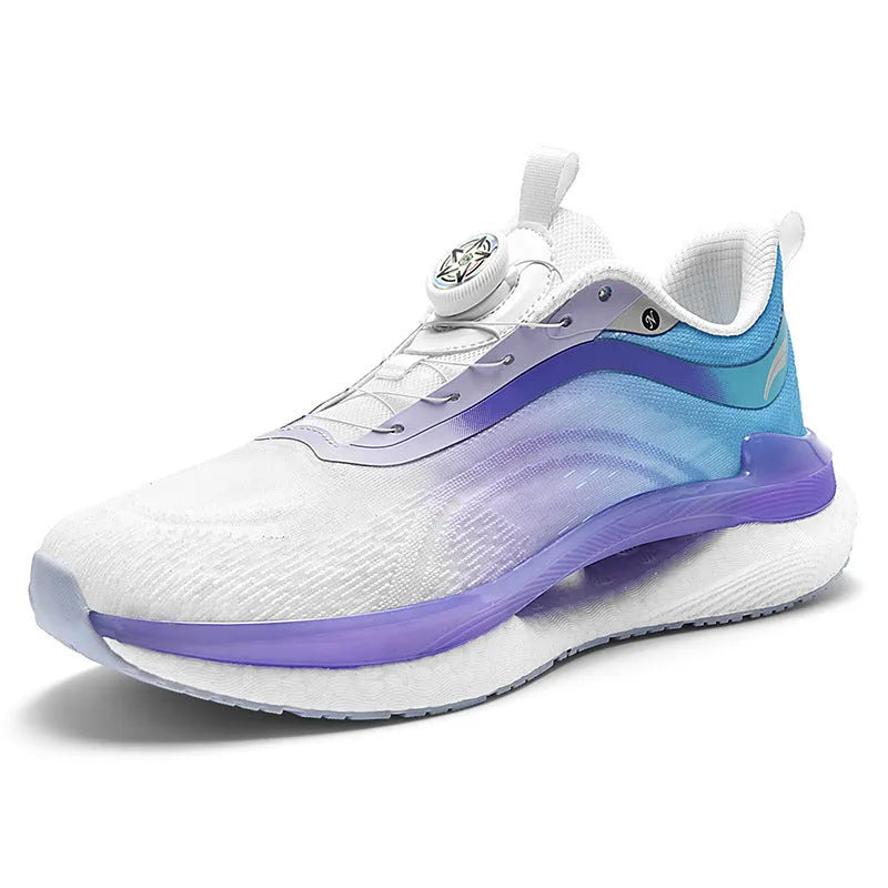 Men's high-top breathable running shoes with mesh material and buckle closure