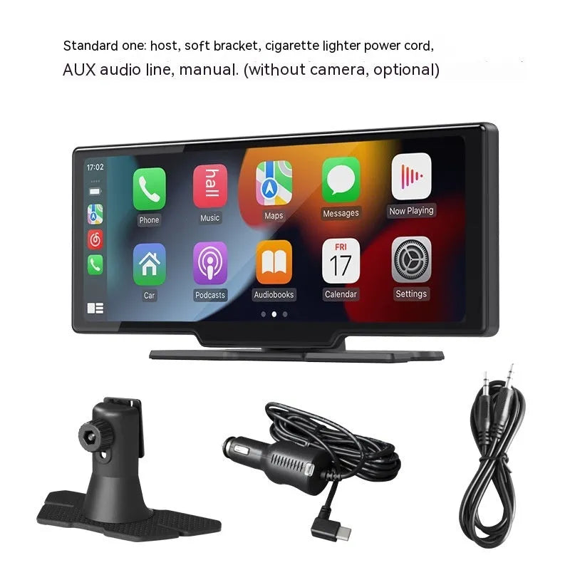 10.26-inch wireless CarPlay car multimedia recorder with capacitive touch screen in black
