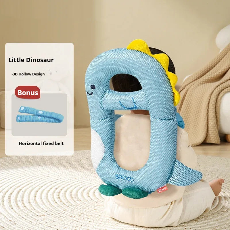 Baby wearing cartoon dinosaur anti-collision pillow for toddler fall protection