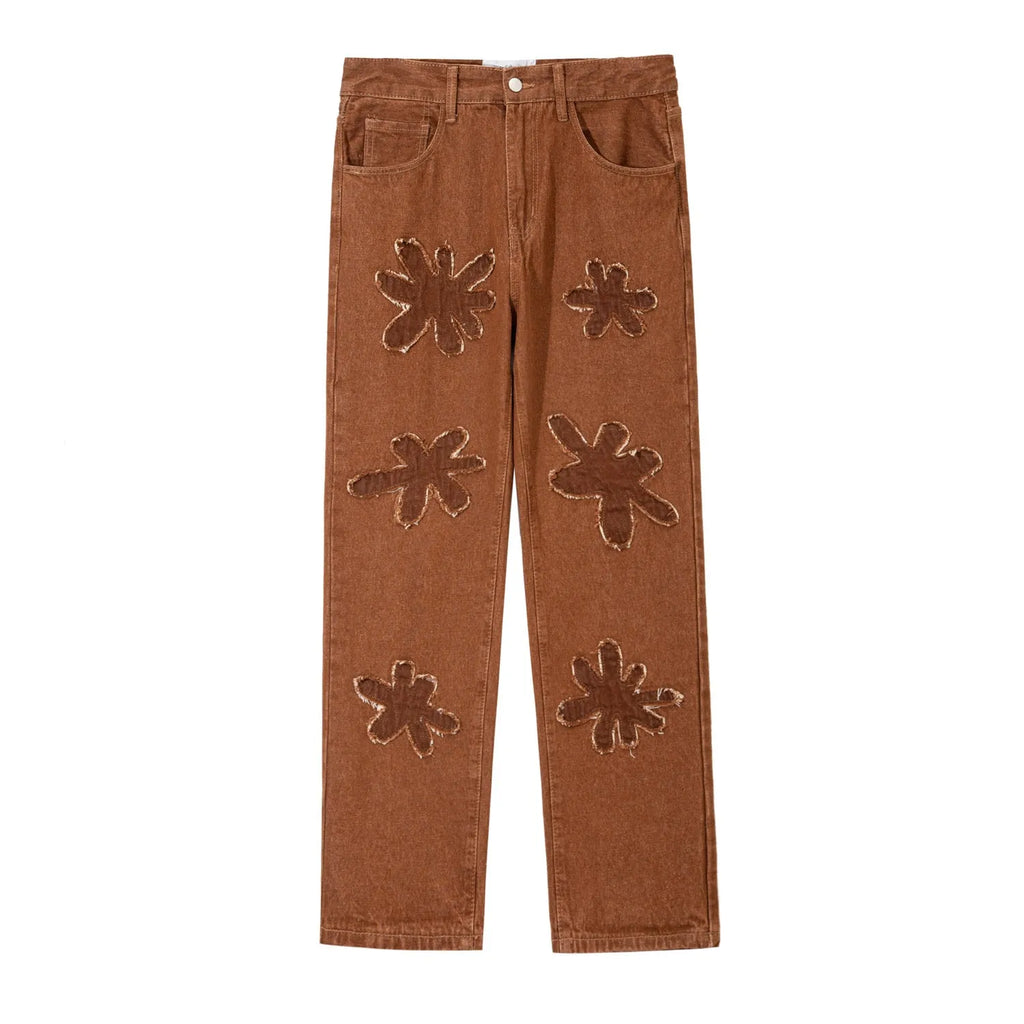 Retro washed straight-leg jeans in light blue, coffee, or black, 100% cotton denim, sizes S to XL