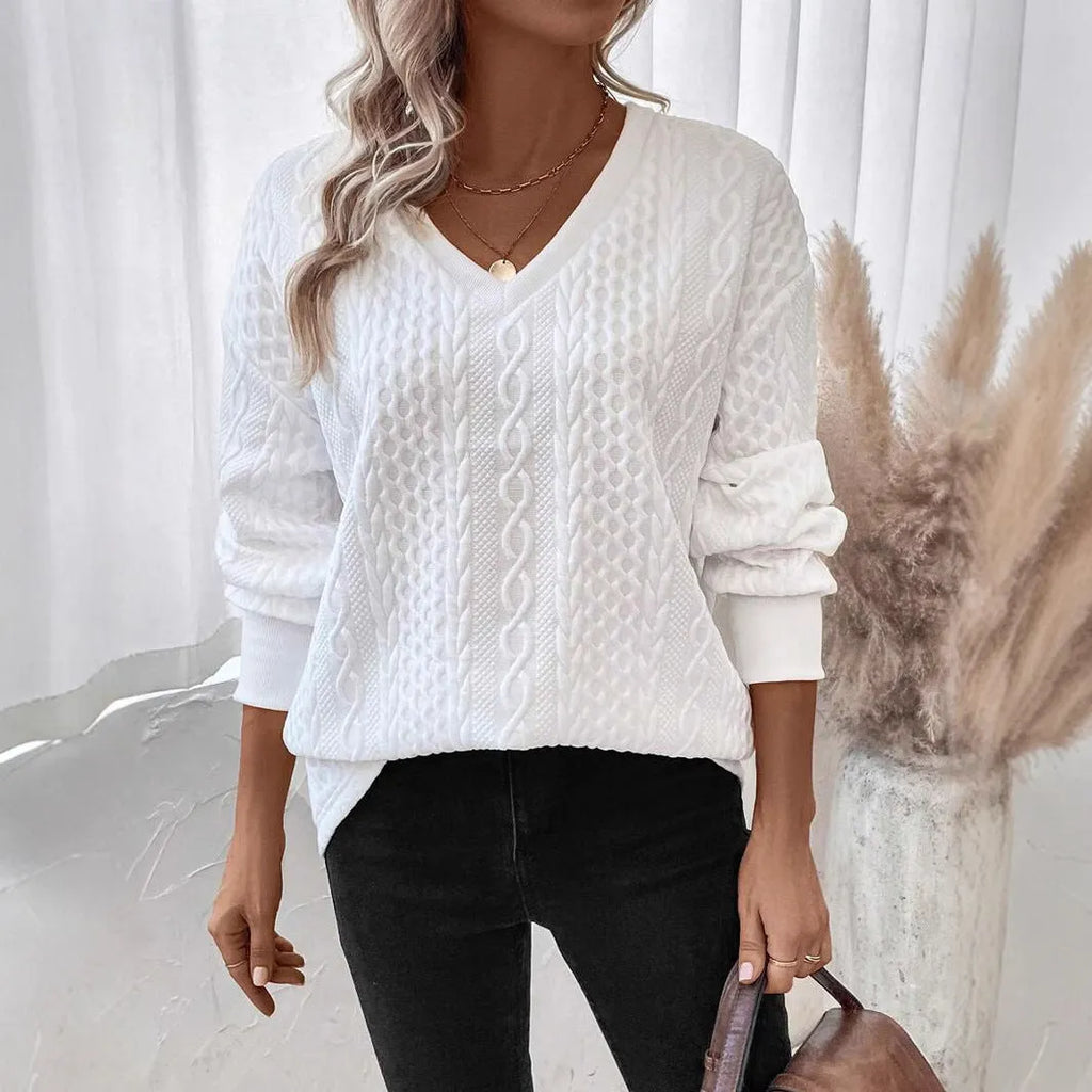 Loose fit long sleeve polyester T-shirt with 3D pattern in milky white