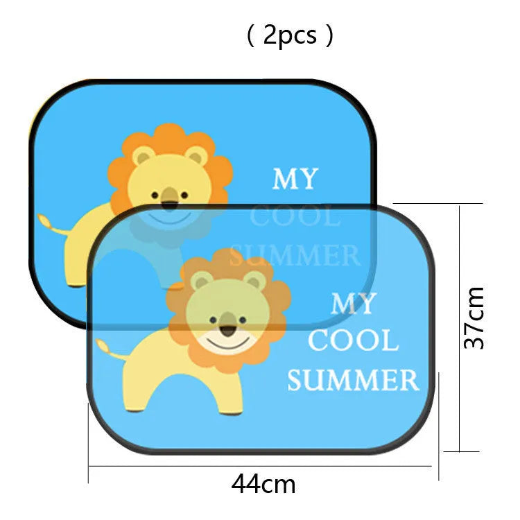 Electrostatic adsorption car side window sunshade with animal designs on nylon mesh material
