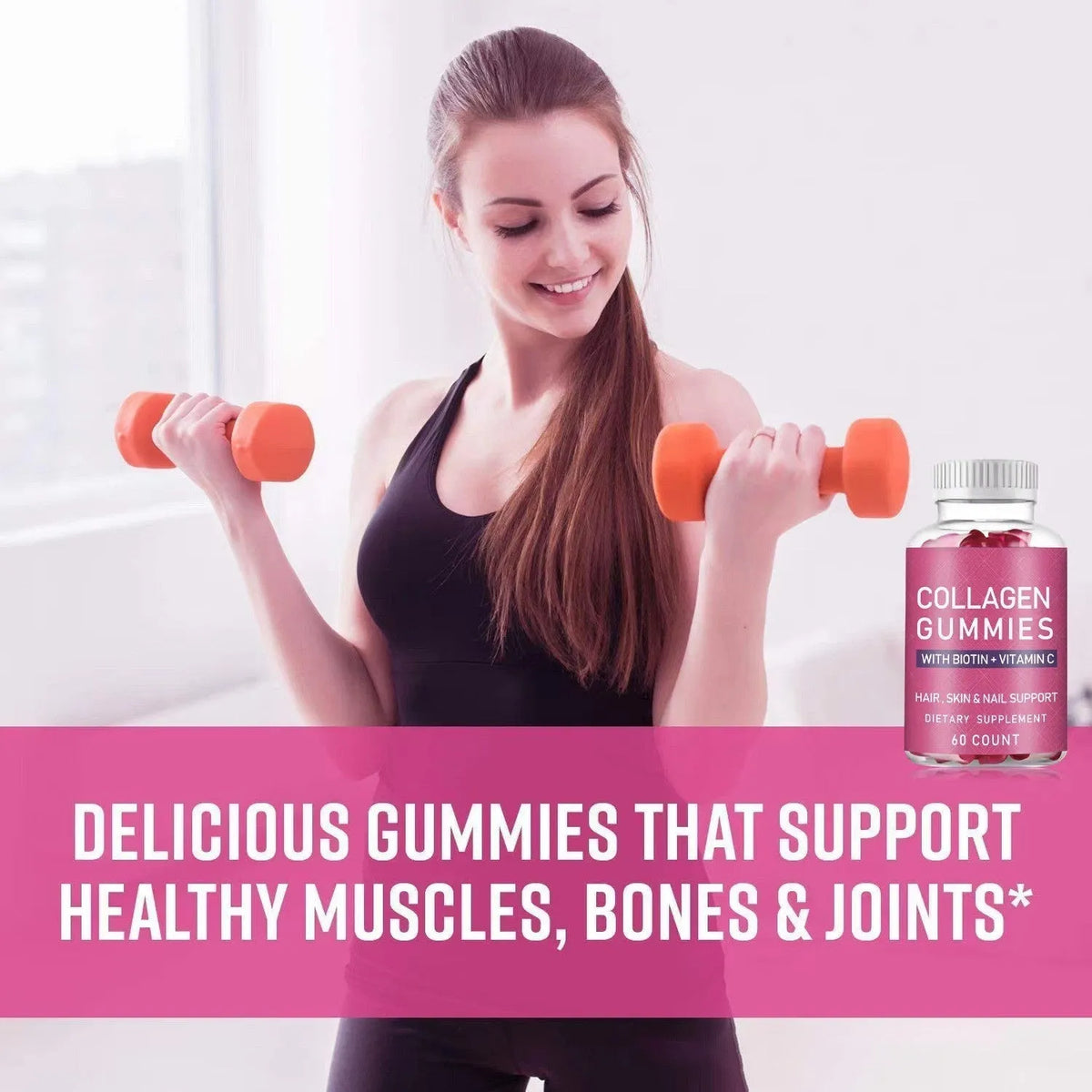 Collagen gummies soft candy 60 capsules in a container
