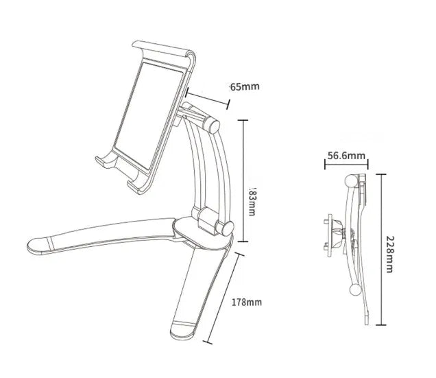 Silver aluminum alloy desktop tablet stand with white mount holding a tablet at an angle