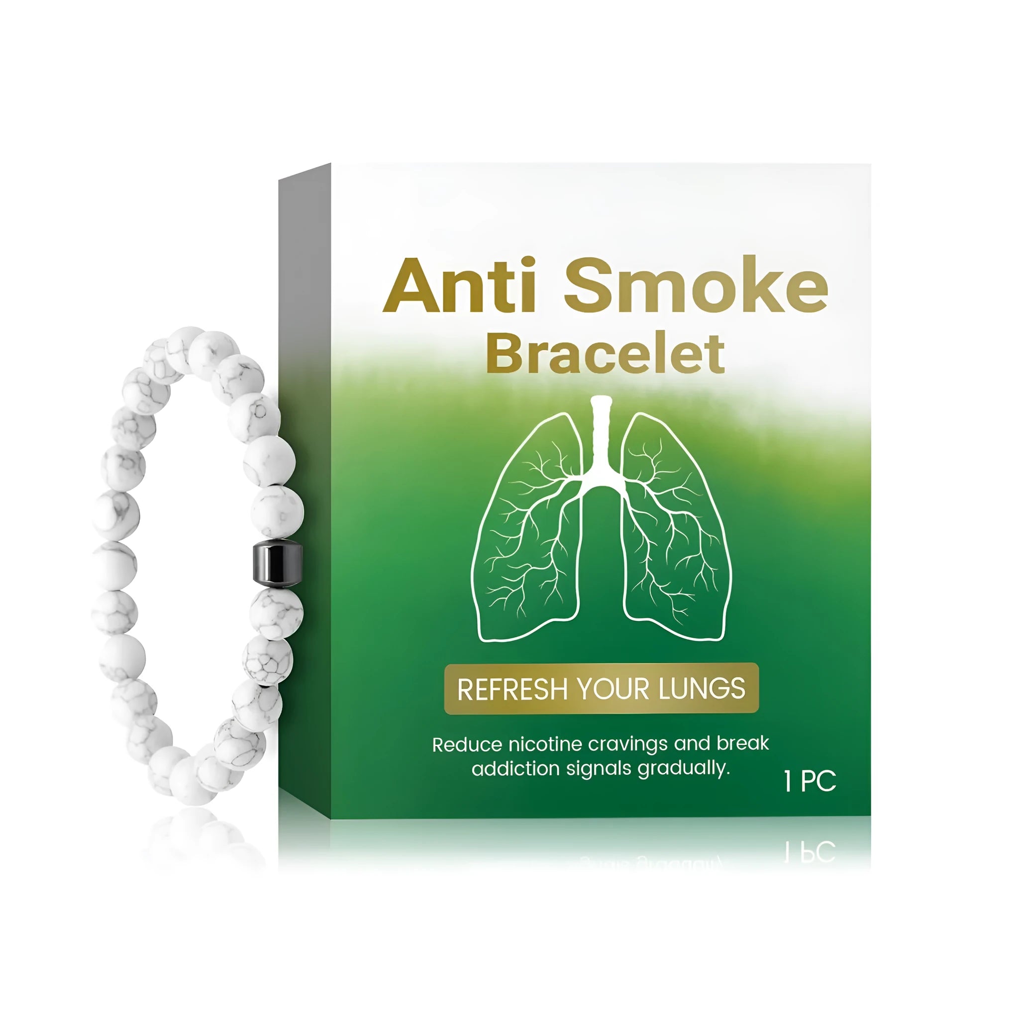 Women's smoke prevention bracelet with synthetic turquoise stone on adjustable band