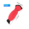 Red and blue car snow plough shovel with ice scraper edge and wide blade