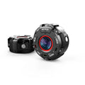 Black waterproof sports digital camera showing front view with lens and display