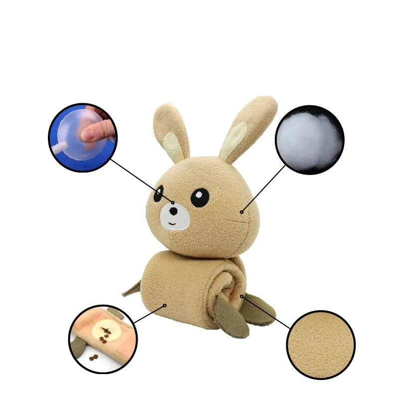 65cm plush dog training toy shaped like a fleece rabbit with bite-resistant features
