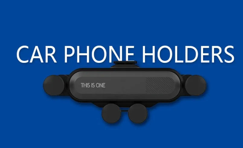 Universal car air vent phone holder with adjustable grip in black colour mounted in vehicle
