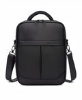 Black men's Oxford fabric messenger shoulder bag showing dimensions of 24x11x31 cm.