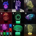 Black remote control LED desk lamp with colourful 3D lighting on acrylic panel, USB cable connected