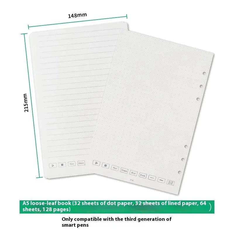 Loose spiral notebook filling paper with metal core and Zodiac Forest Paper pages alongside ballpoint, pencil and plastic refills
