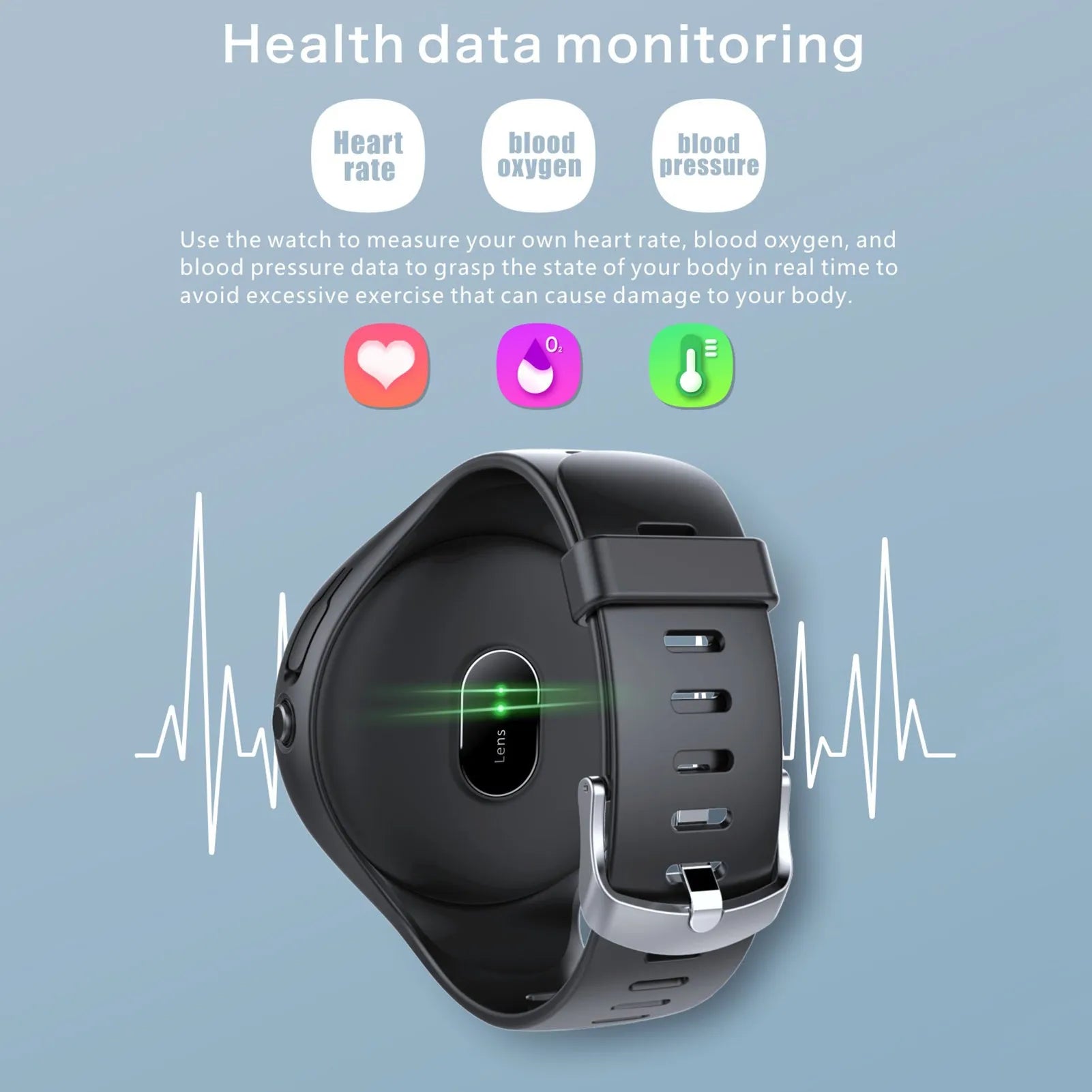 Black smart bracelet with detachable Bluetooth earphones showing colour screen display and heart rate monitoring