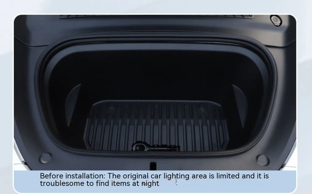 Tesla Model 3 Y front ambience light kit with soft silicone light bar in pure white, warm white, or ice blue colour options.