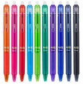 Ten-colour press open wipe pen set with 0.5mm tips, black red and blue shells, 145g pack