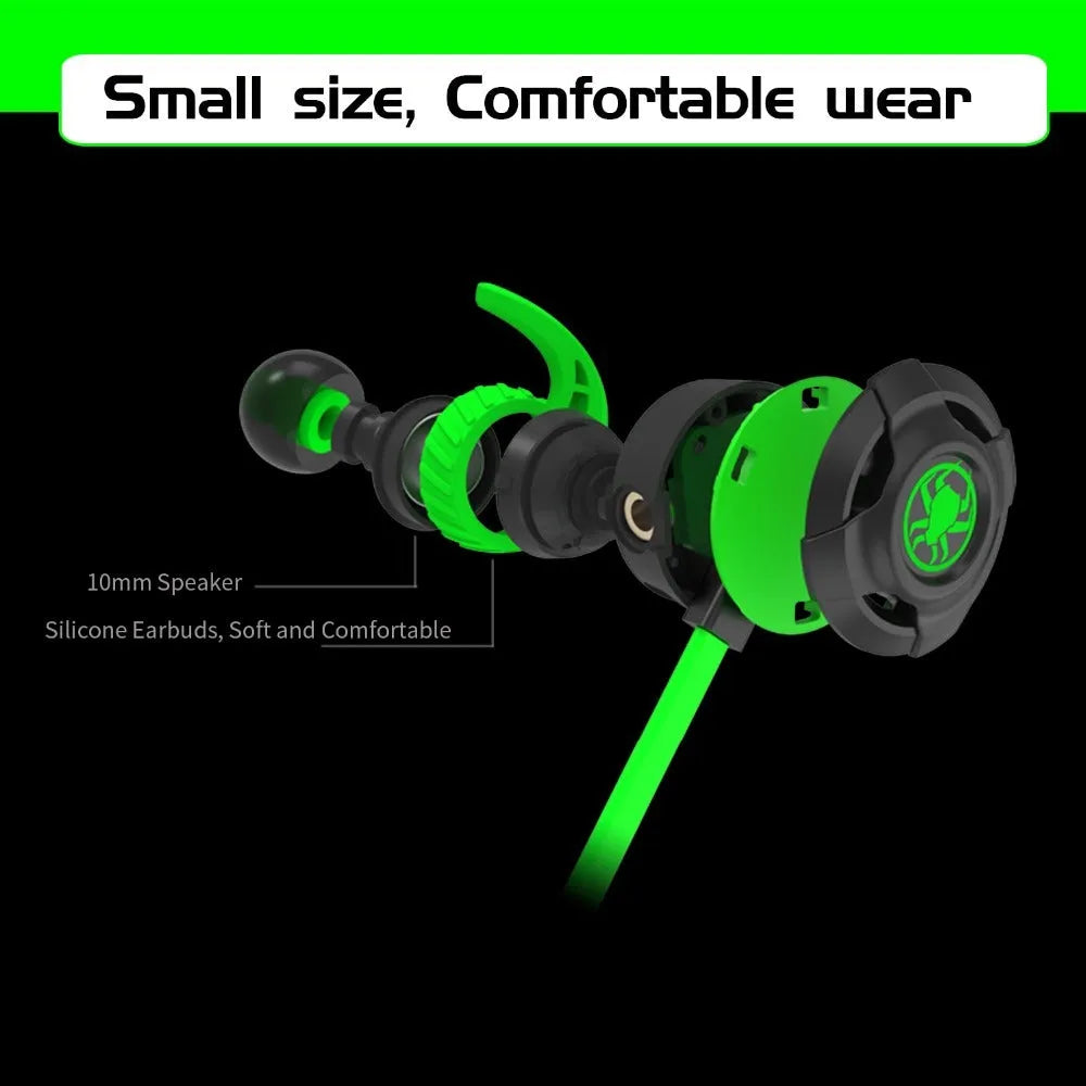 Shuangmai wired in-ear gaming headset for PC in black, green, and red colours