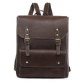 Korean retro style PU backpack in black showing soft construction and ventilation features