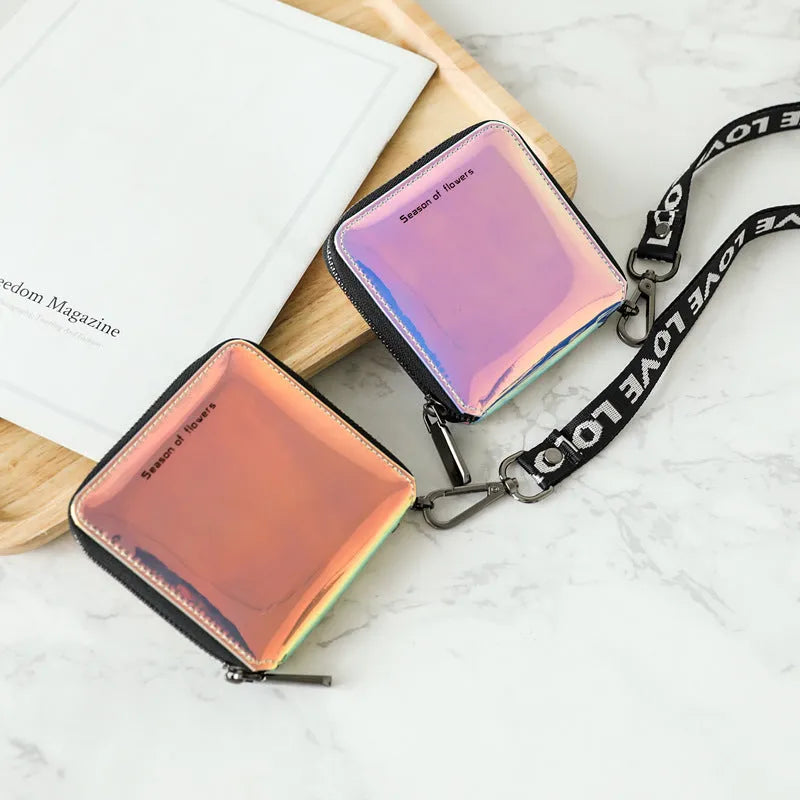 Women's short folding wallet in Korean style with PU leather construction and three colour options