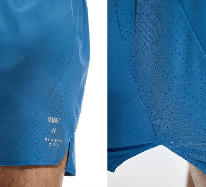 Mysterious Black four-point stretch running shorts with laser-punched stitching detail