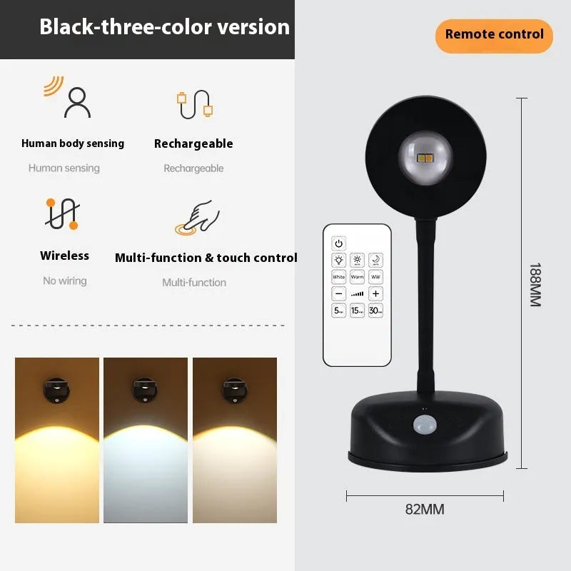 Rechargeable geometric indoor wall lamp spotlight in modern black and white design options