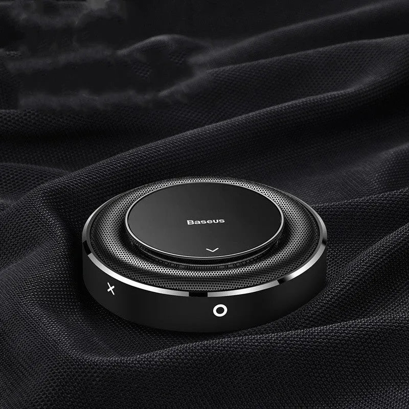 Round aluminium alloy car fragrance perfume diffuser with seat placement design in black, red, and silver colour options