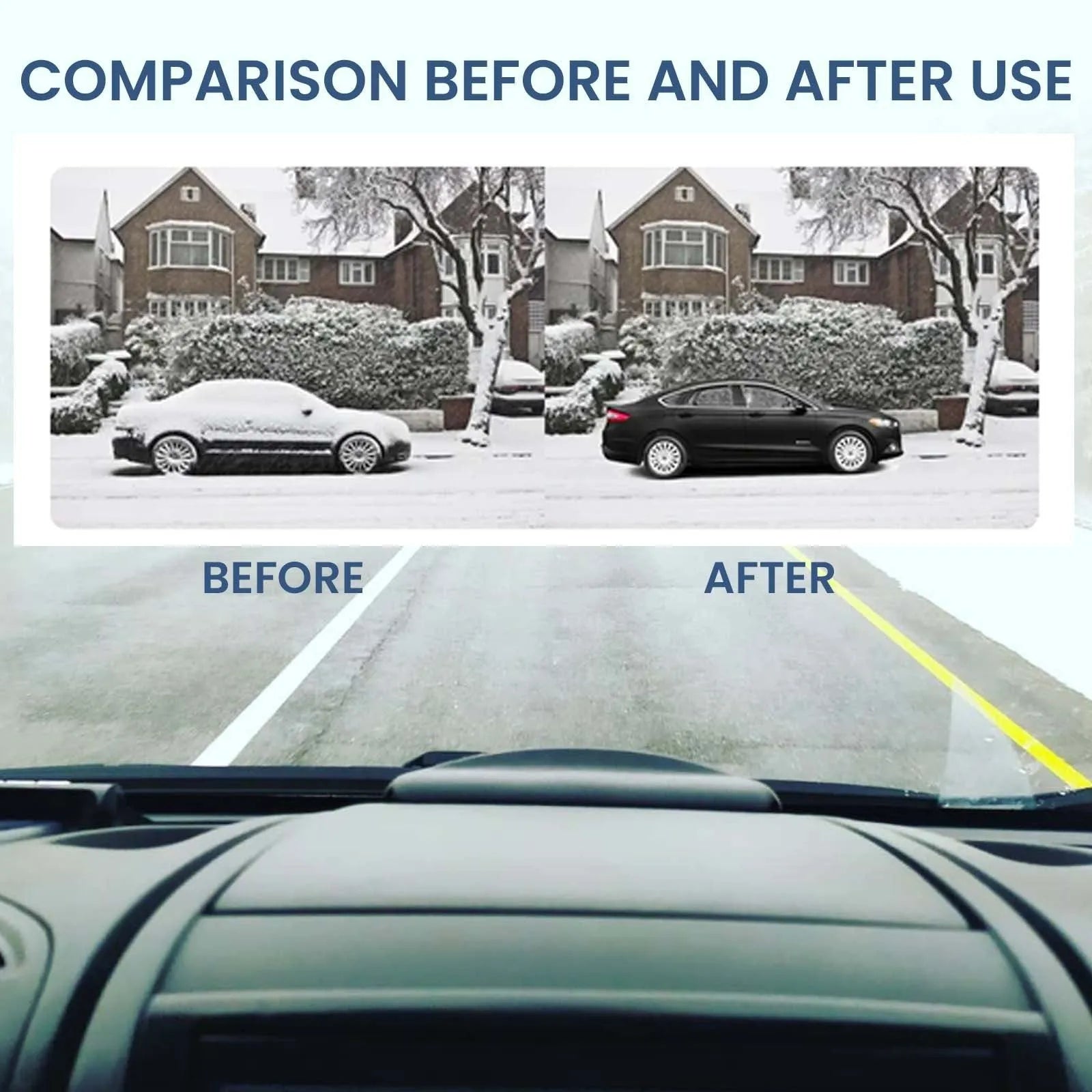 Small black rectangular car de-icing tool for snow and sleet removal, measuring 5cm long.